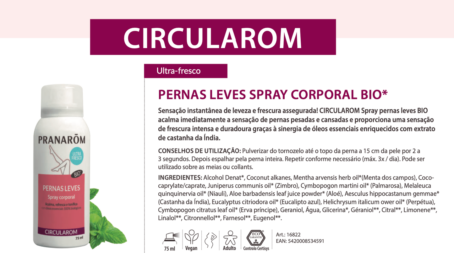 Spray circulação 75ml (bio) | Pernas Pesadas .