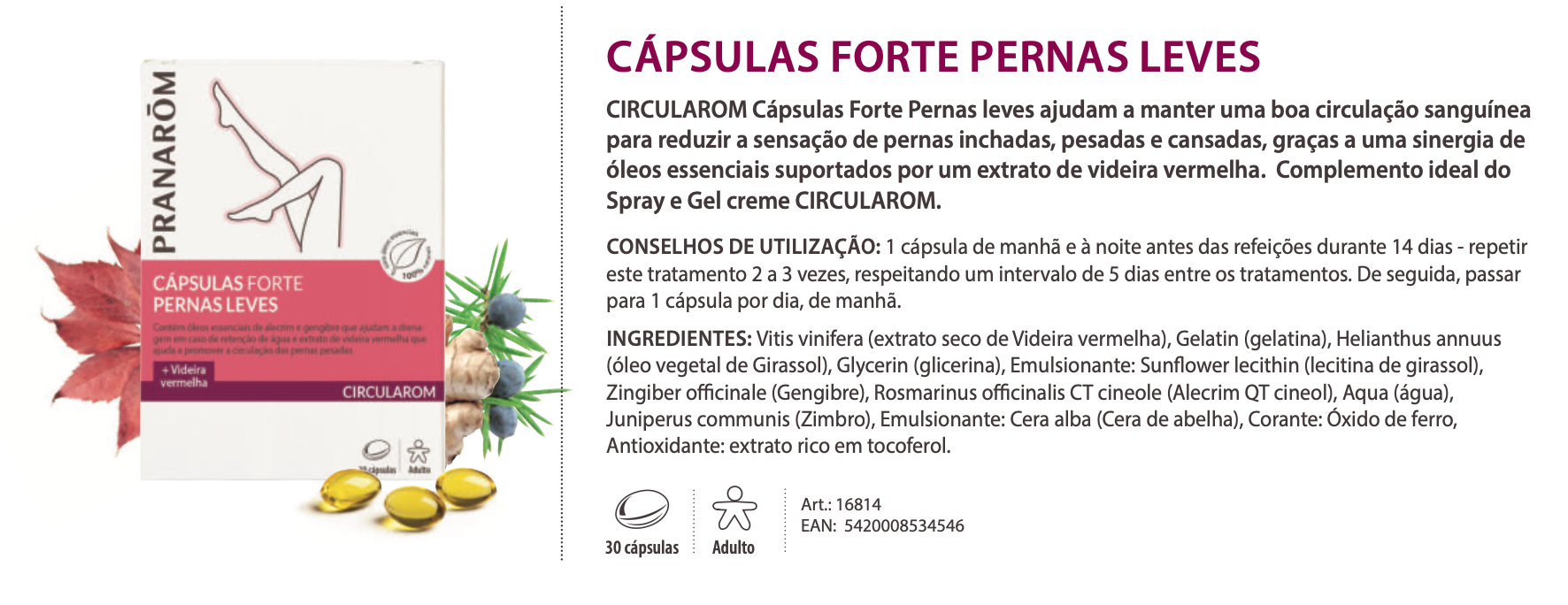 Cápsulas Óleos Essenciais bio | Pernas Pesadas.