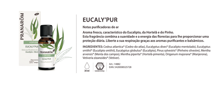 Óleos essenciais para difusor 30ml 🌿 bio | eucaly'pur