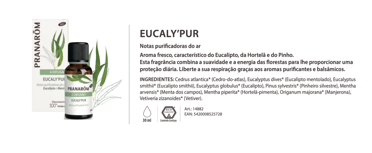 Óleos essenciais para difusor 30ml bio | Eucaly'Pur Pranarôm