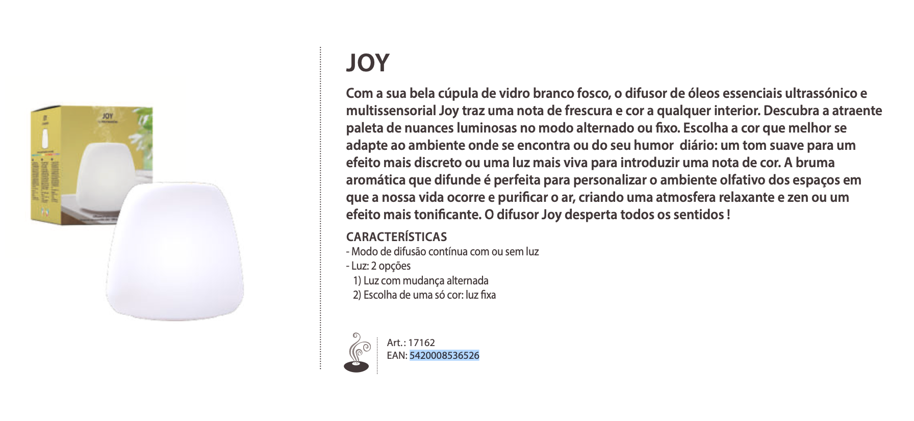 Difusor Ultrassónico para Óleos Essenciais | JOY