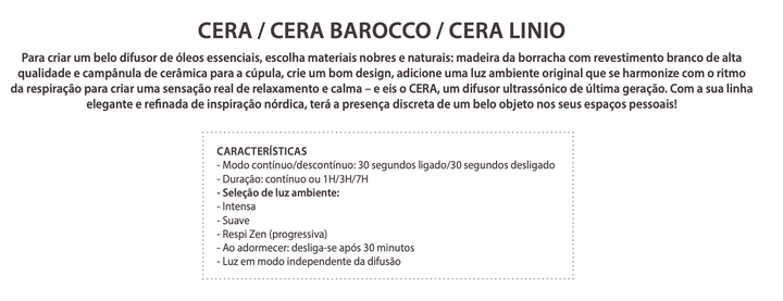 Difusor Ultrassónico para Óleos Essenciais | BAROCCO