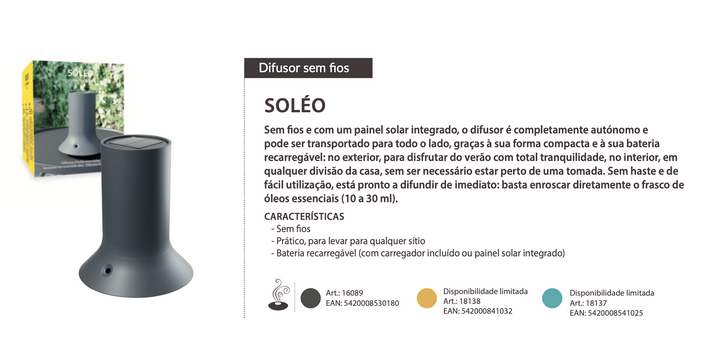 Difusor portátil Soléo (várias cores)