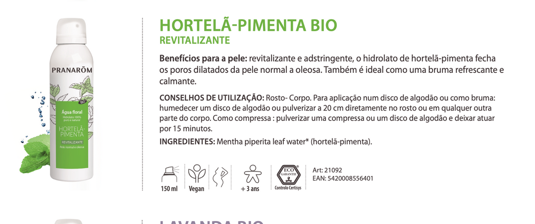 Hidrolato Hortelã Pimenta Mentha Piperita | Spray 150ml