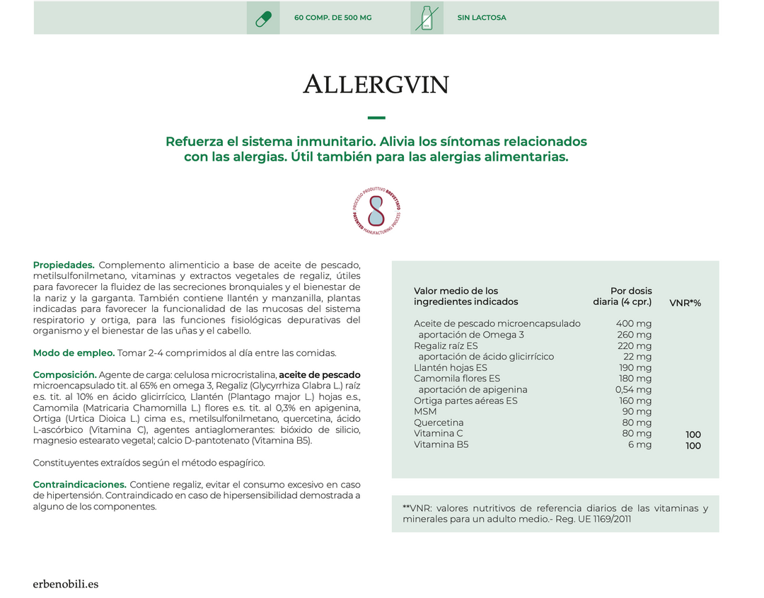 Suplemento Natural - Alergias e Imunidade | ALLERGVIN 60cps