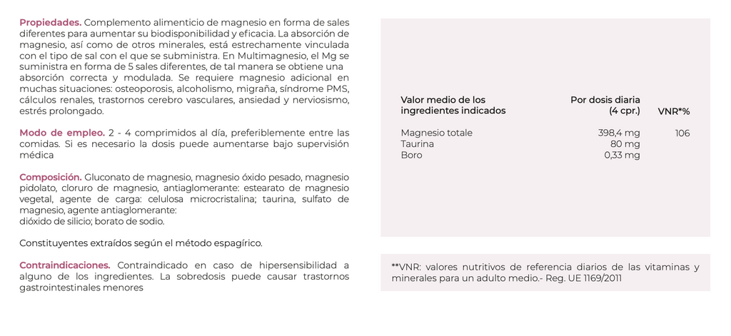 Suplemento Natural - Contraturas Musculares | MULTIMAGNESIO 60CPR