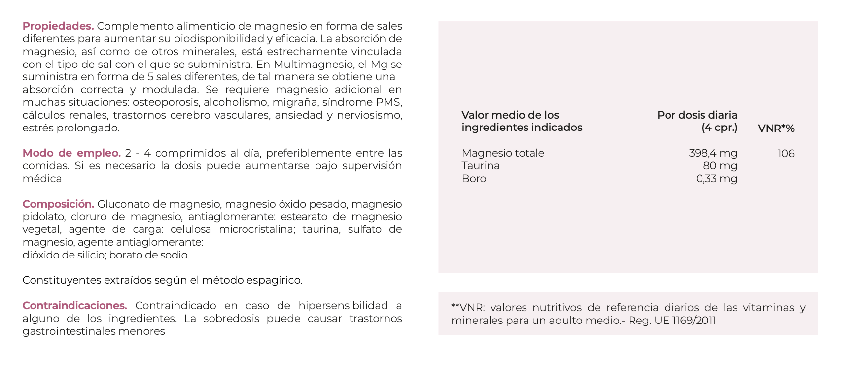 Suplemento Natural - Contraturas Musculares | MULTIMAGNESIO 60CPR