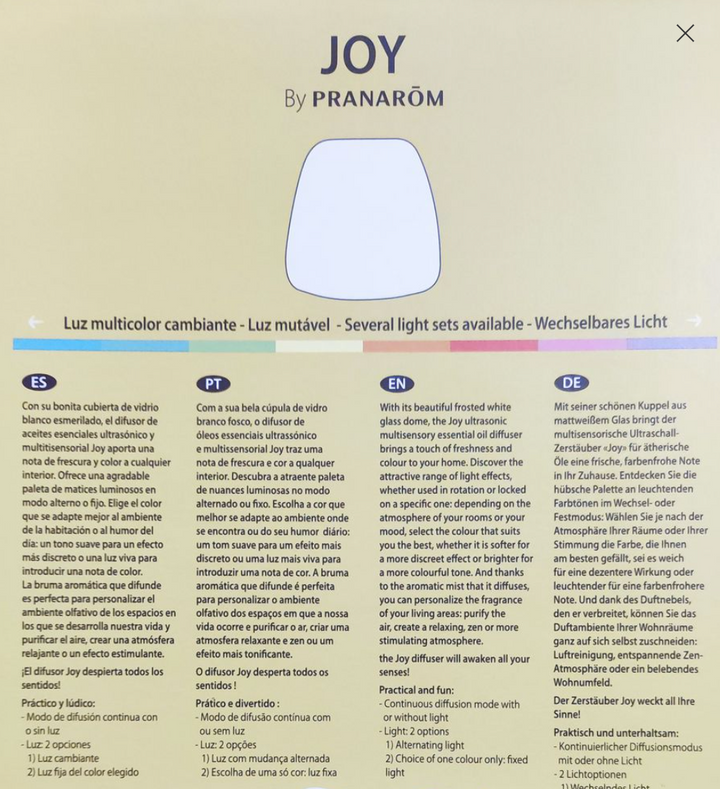 Difusor Ultrassónico para Óleos Essenciais | JOY