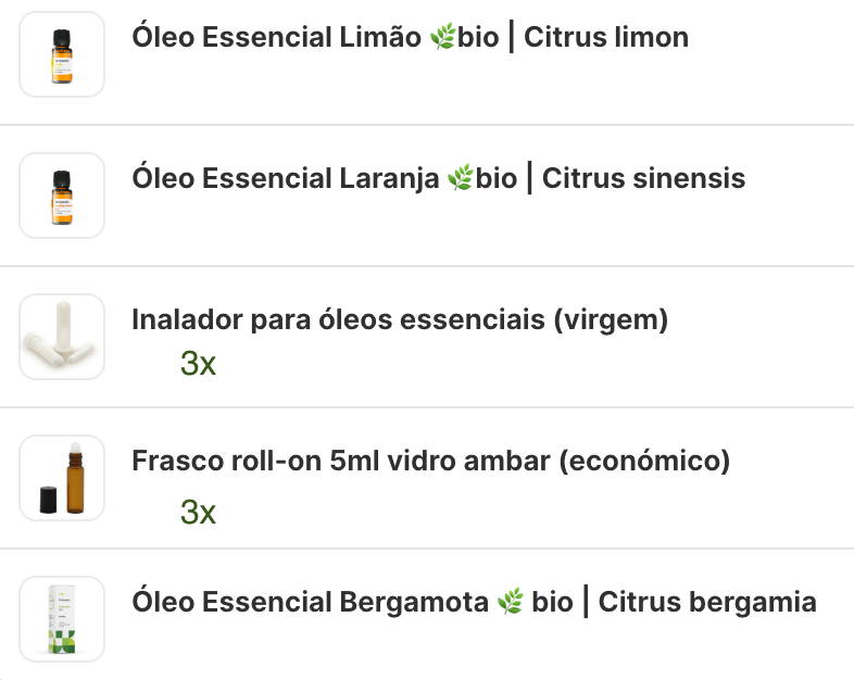 KIT 3 Cítricos (Limão + Bergamota + Laranja)