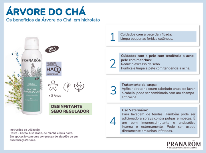 Hidrolato Árvore do Chá Melaleuca alternifolia | Spray 150ml