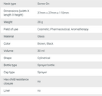 Frasco Spray de Vidro Ambar 30ml