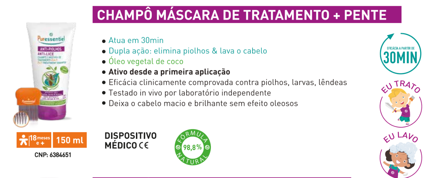 Anti-Piolhos Champô Máscara de Tratamento 2 em 1 - 150ml