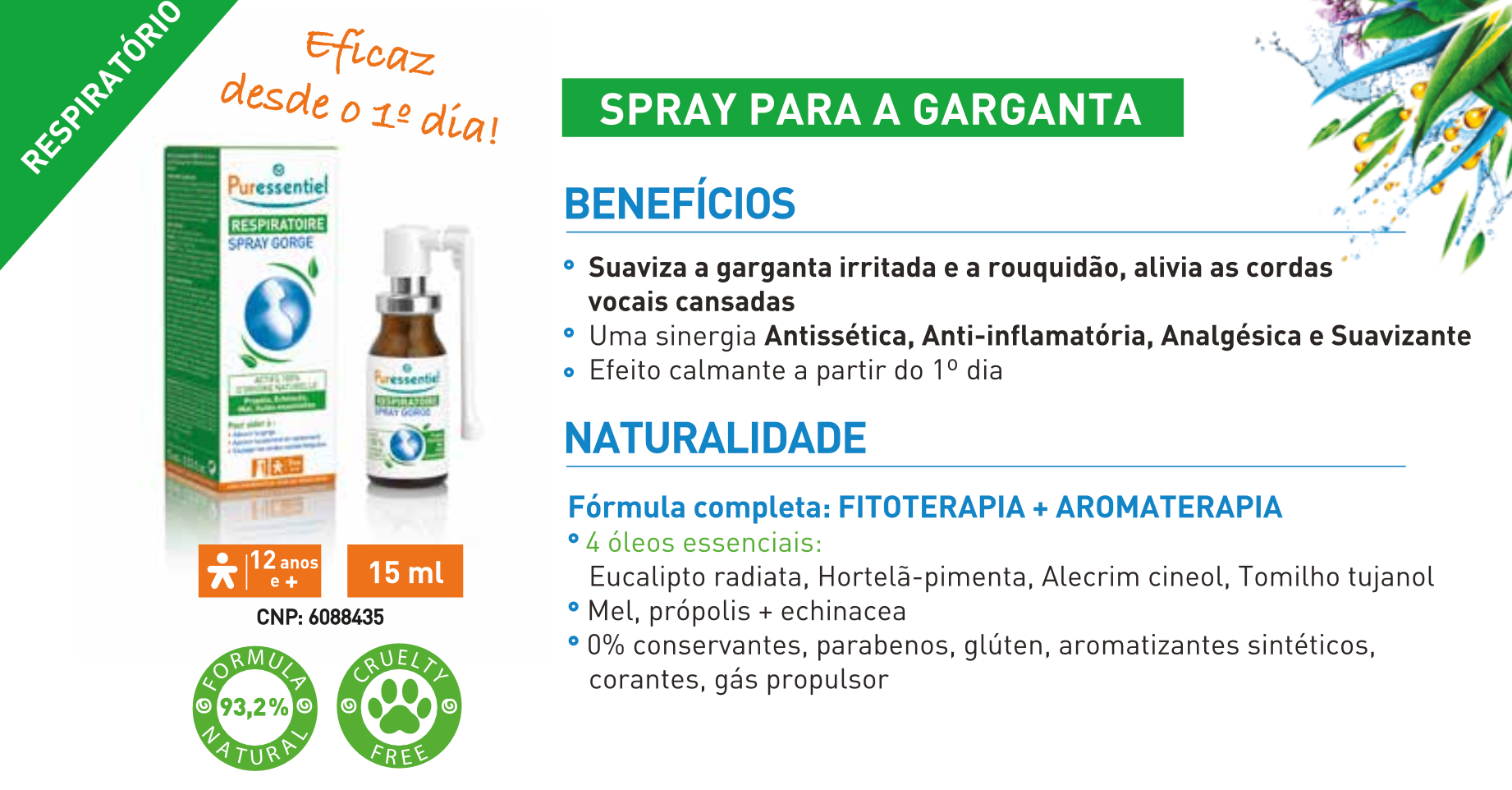 Respiratório Spray para a Garganta 15ml.