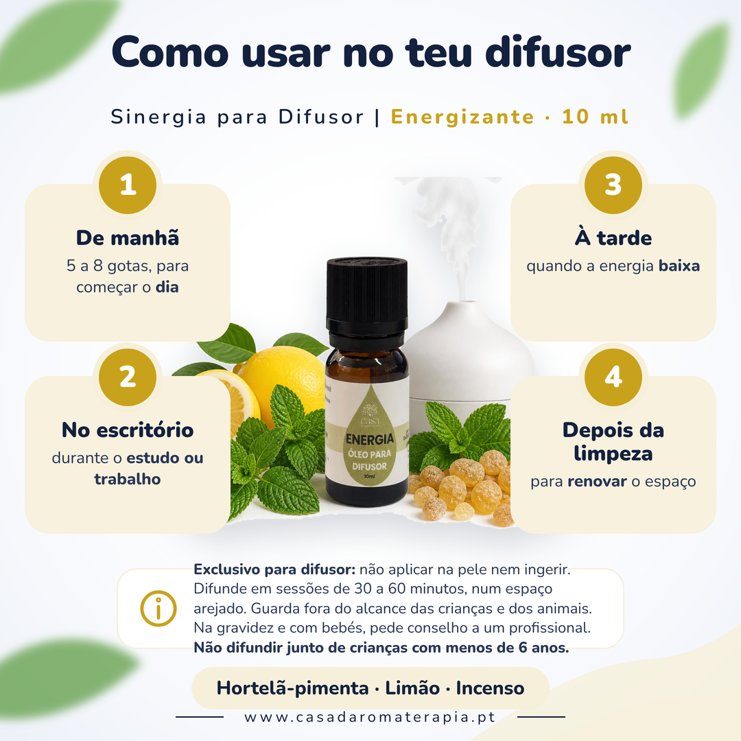 Óleos essenciais para difusor 10ml | Energizante Casa d'Aromaterapia