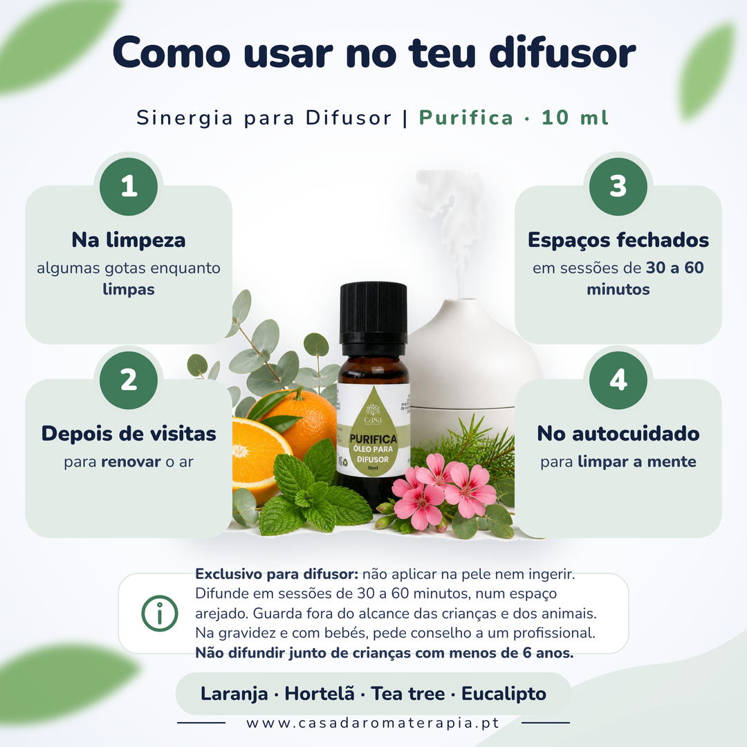 Óleos Essenciais para Difusor 10ml | Purifica Casa d'Aromaterapia