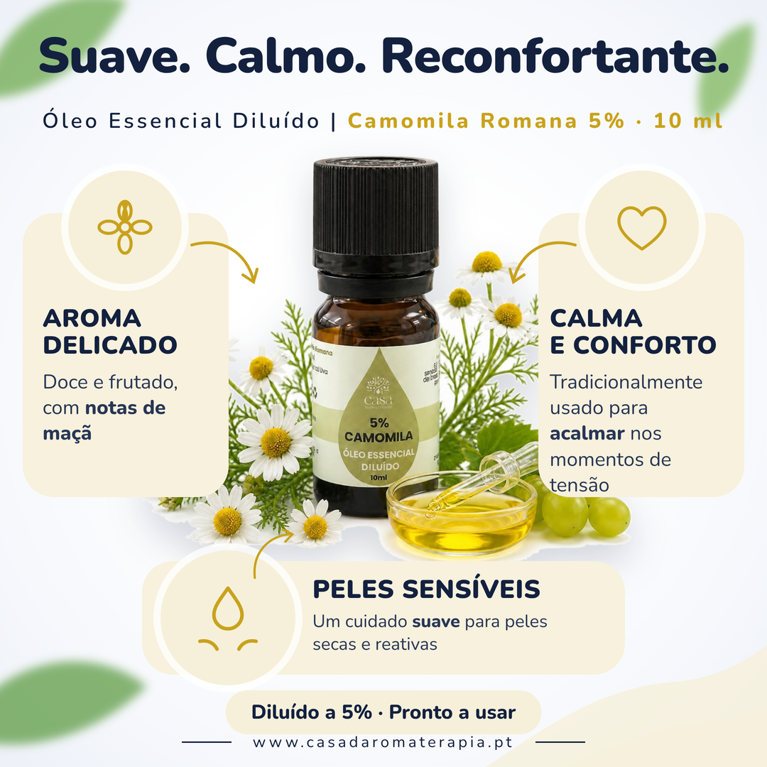 Óleo Essencial de Camomila Romana | Anthemis nobilis | 10ml | Casa d'Aromaterapia | Diluído 5%