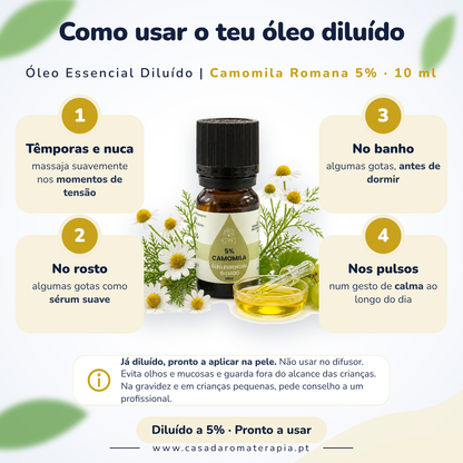 Óleo Essencial de Camomila Romana | Anthemis nobilis | 10ml | Casa d'Aromaterapia | Diluído 5%