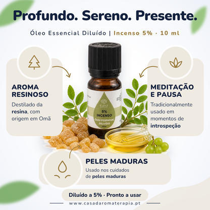Óleo Essencial de Incenso (olíbano) | Boswellia carterii | 10ml | Casa d'Aromaterapia | Diluído 5%
