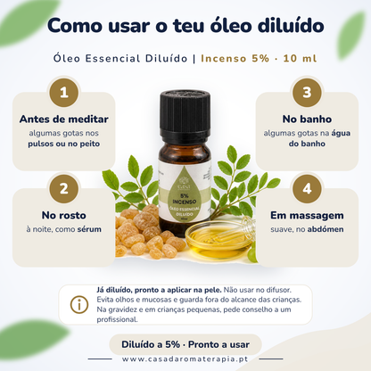 Óleo Essencial de Incenso (olíbano) | Boswellia carterii | 10ml | Casa d'Aromaterapia | Diluído 5%