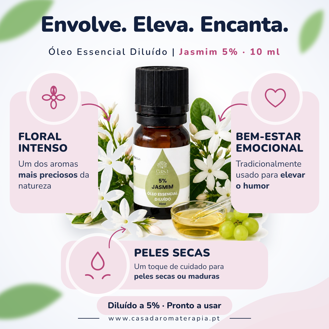 Óleo Essencial de Jasmim | Jasminum officinale | 10ml | Casa d'Aromaterapia | Diluído 5%