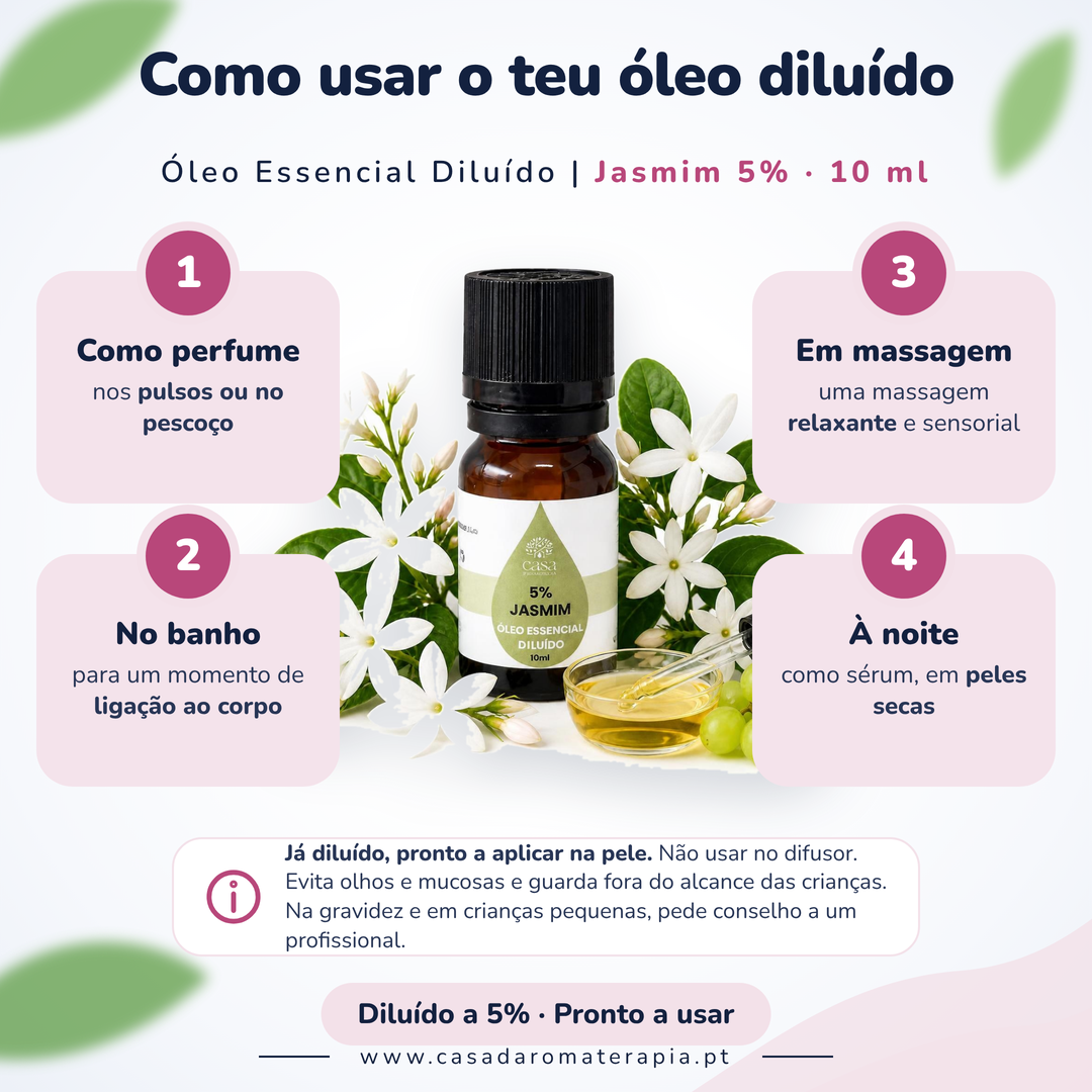 Óleo Essencial de Jasmim | Jasminum officinale | 10ml | Casa d'Aromaterapia | Diluído 5%