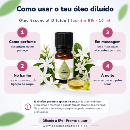 Óleo Essencial de Jasmim | Jasminum officinale | 10ml | Casa d'Aromaterapia | Diluído 5%