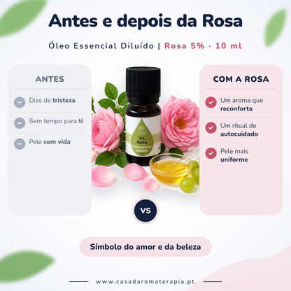 Óleo Essencial de Rosa Damascena | Rosa damascena | 10ml | Casa d'Aromaterapia | Diluído 5%