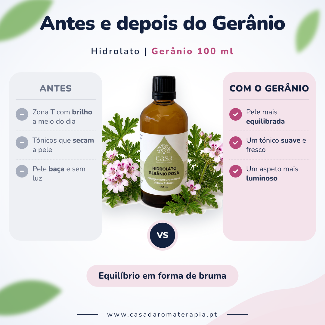 Hidrolato de Gerânio | Pelargonium graveolens | 100ml | Casa d'Aromaterapia