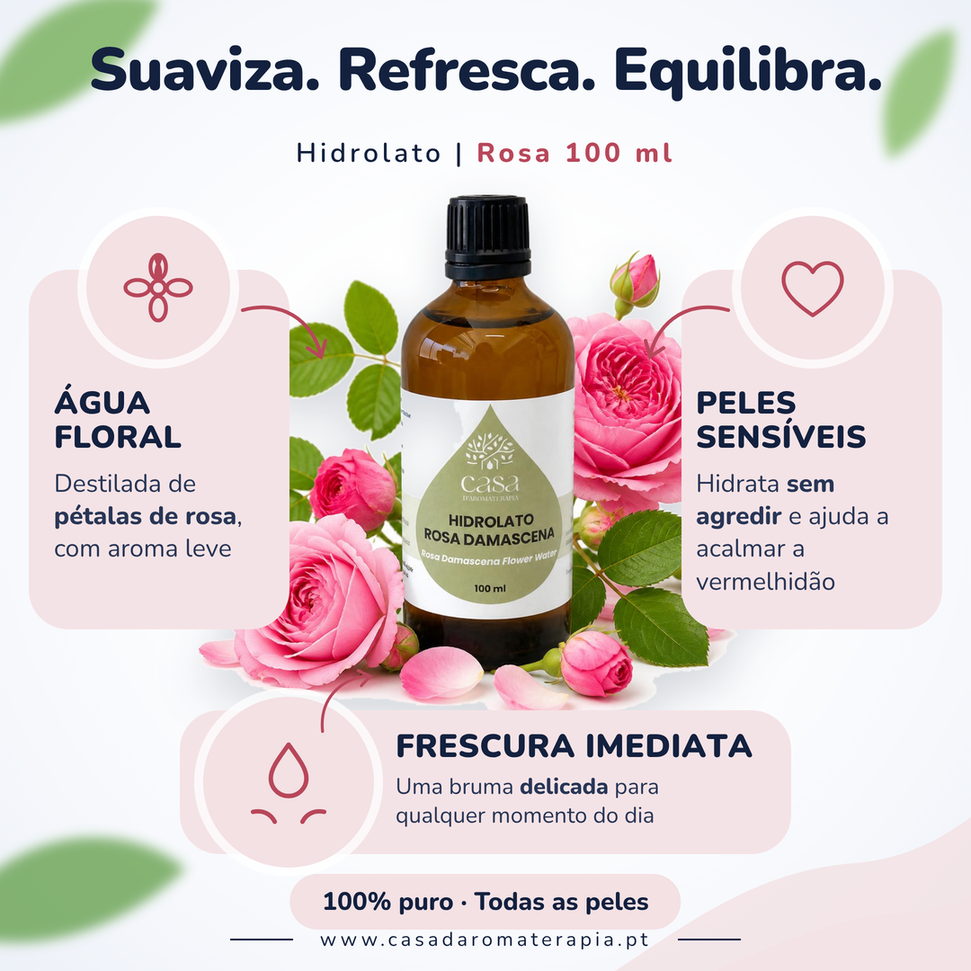 Hidrolato de Rosa | Rosa damascena | 100ml | Casa d'Aromaterapia