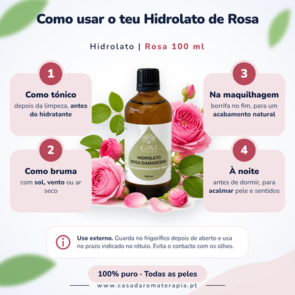 Hidrolato de Rosa | Rosa damascena | 100ml | Casa d'Aromaterapia