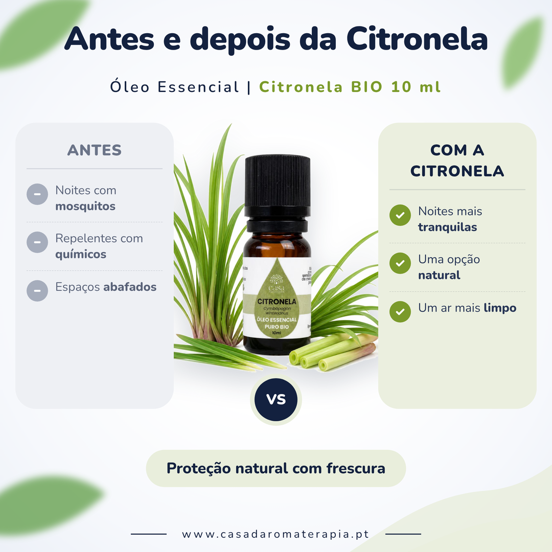 Óleo Essencial de Citronela de Java | Cymbopogon winterianus | BIO | 10ml | Casa d'Aromaterapia