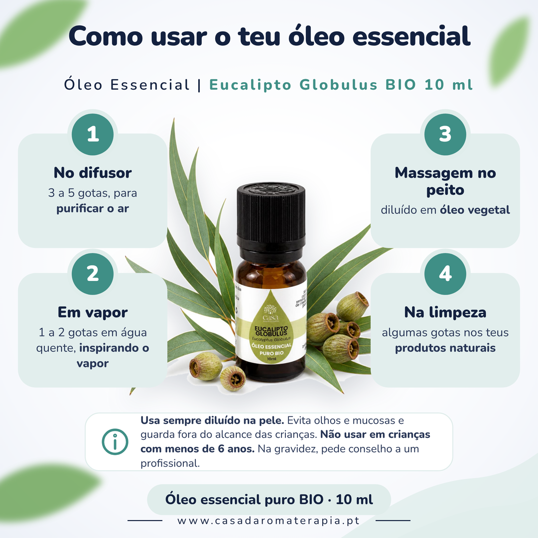 Óleo Essencial de Eucalipto | Eucalyptus globulus | BIO | 10ml | Casa d'Aromaterapia