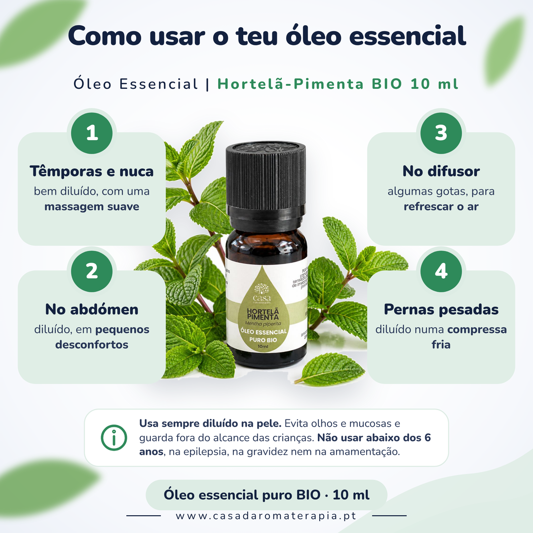 Óleo Essencial de Hortelã-Pimenta | Mentha piperita | BIO | 10ml | Casa d'Aromaterapia