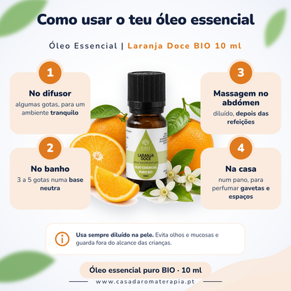 Óleo Essencial de Laranja Doce | Citrus sinensis | BIO | 10ml | Casa d'Aromaterapia