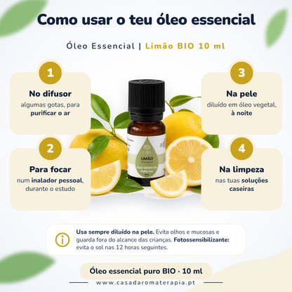 Óleo Essencial de Limão | Citrus limon | BIO | 10ml | Casa d'Aromaterapia