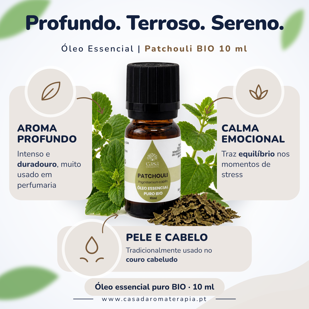 Óleo Essencial de Patchouli | Pogostemon cablin | BIO | 10ml | Casa d'Aromaterapia