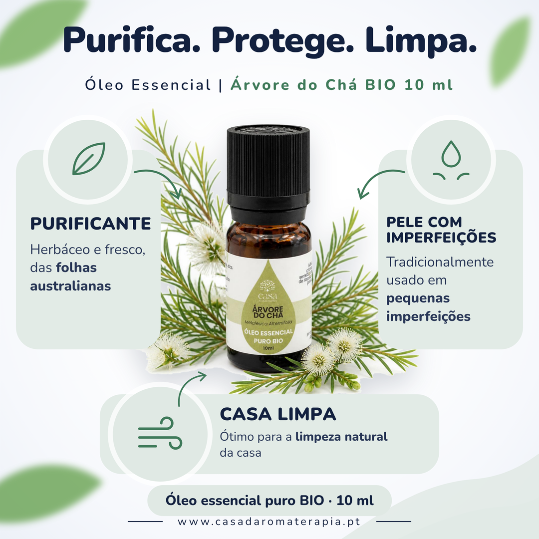 Óleo Essencial de Árvore do Chá (Tea tree) | Melaleuca alternifolia | BIO | 10ml | Casa d'Aromaterapia