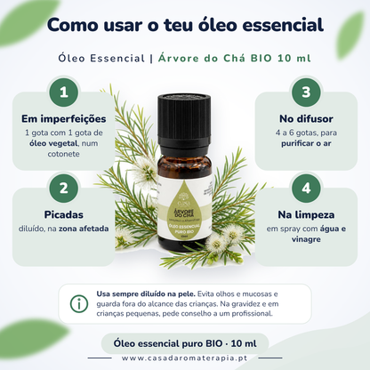 Óleo Essencial de Árvore do Chá (Tea tree) | Melaleuca alternifolia | BIO | 10ml | Casa d'Aromaterapia