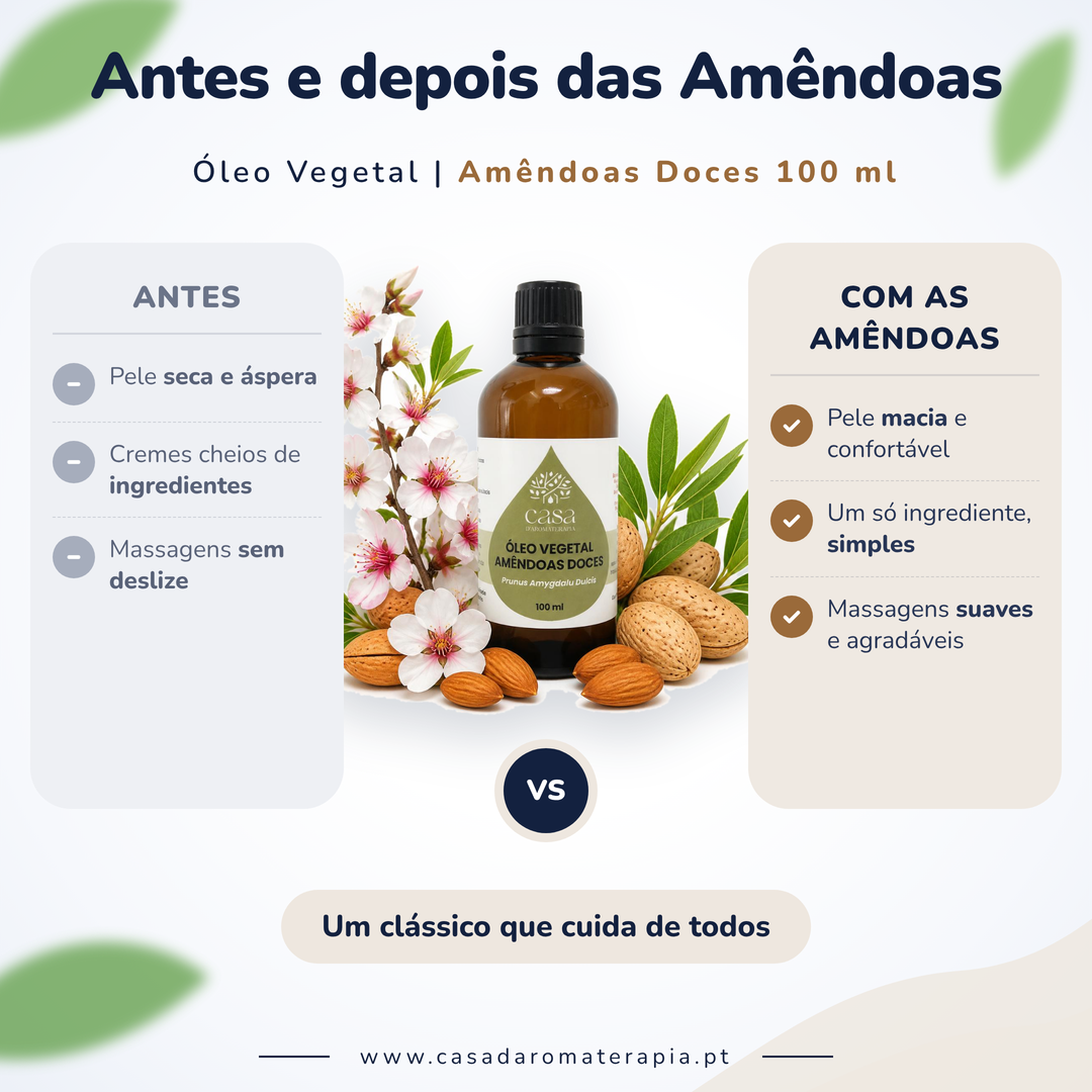 Óleo Vegetal de Amêndoas Doces | Prunus amygdalus dulcis | 100ml | Casa d'Aromaterapia