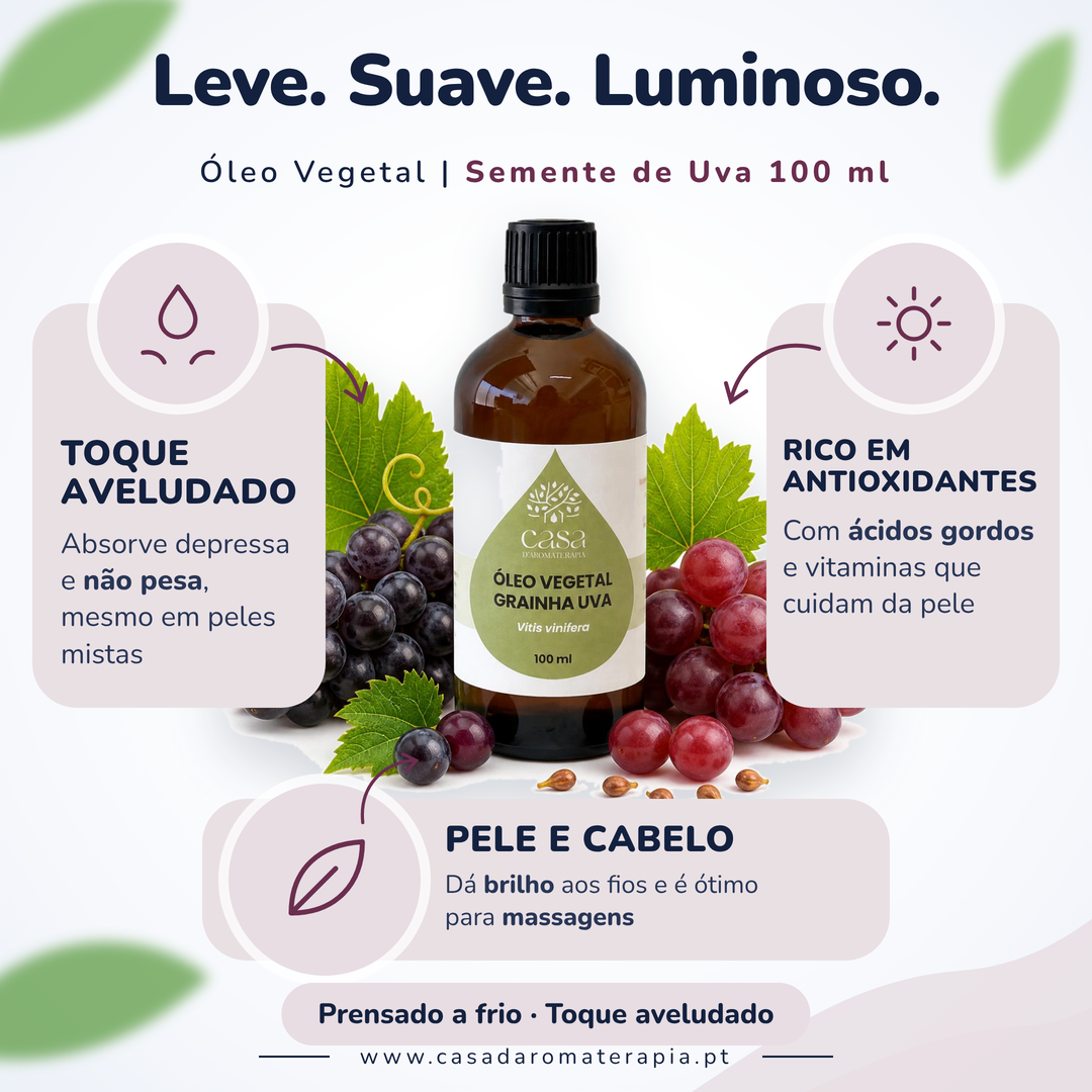 Óleo Vegetal de Semente de Uva | Vitis vinifera | 100ml | Casa d'Aromaterapia