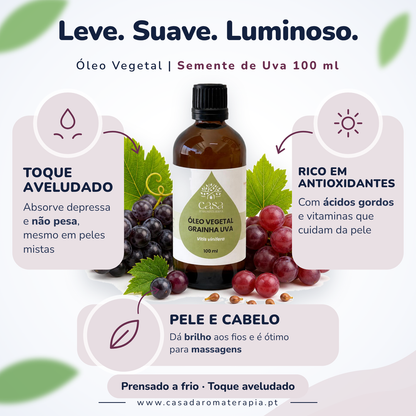 Óleo Vegetal de Semente de Uva | Vitis vinifera | 100ml | Casa d'Aromaterapia