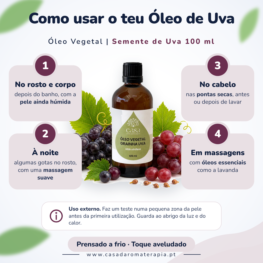 Óleo Vegetal de Semente de Uva | Vitis vinifera | 100ml | Casa d'Aromaterapia
