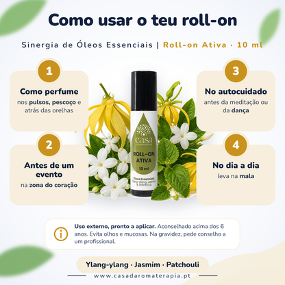 Roll-on Ativa – Energia Feminina e Inspiração em Cada Gota | Casa d'Aromaterapia