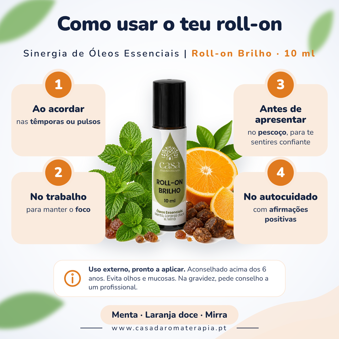 Roll-on Brilho – Energia, Confiança e Alegria no Teu Dia | Casa d'Aromaterapia