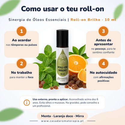 Roll-on Brilho – Energia, Confiança e Alegria no Teu Dia | Casa d'Aromaterapia