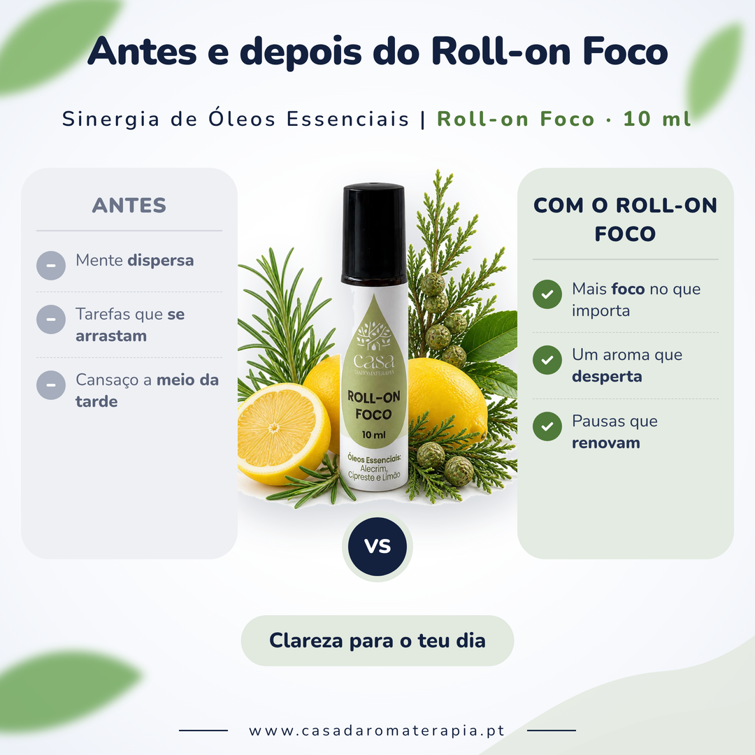 Roll-on Foco – Clareza mental e concentração em qualquer lugar | Casa d'Aromaterapia