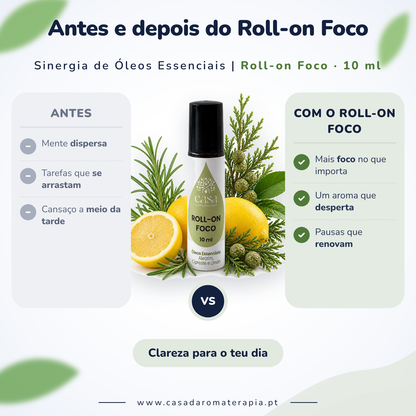 Roll-on Foco – Clareza mental e concentração em qualquer lugar | Casa d'Aromaterapia