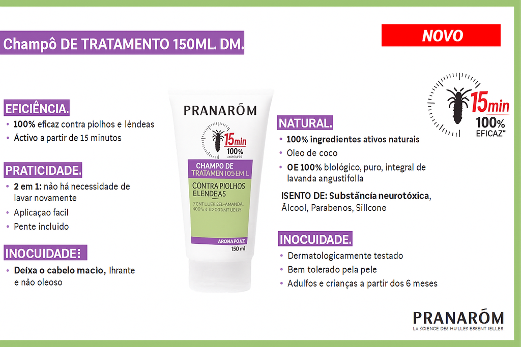 Champô de Tratamento 2 em 1 Contra Piolhos e Lêndeas