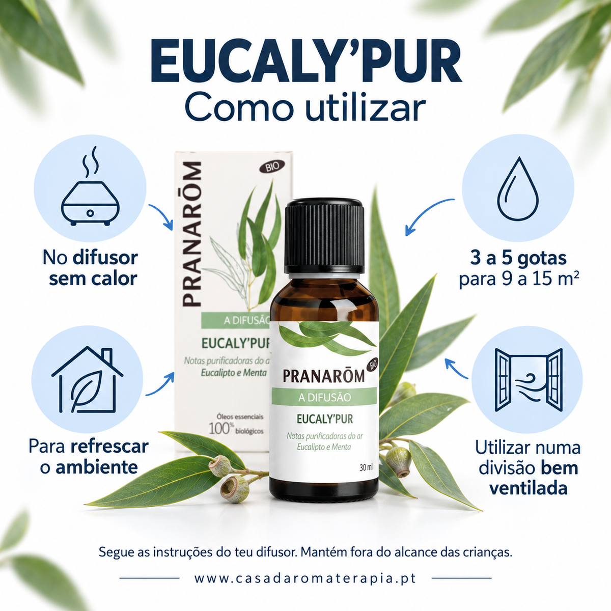 Óleos essenciais para difusor 30ml bio | Eucaly'Pur Pranarôm