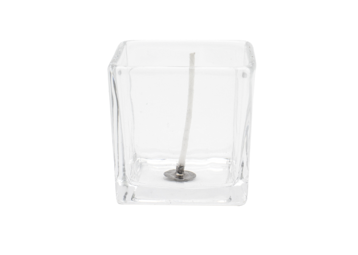 Frasco vidro para velas transparente quadrado (pavio incluído).